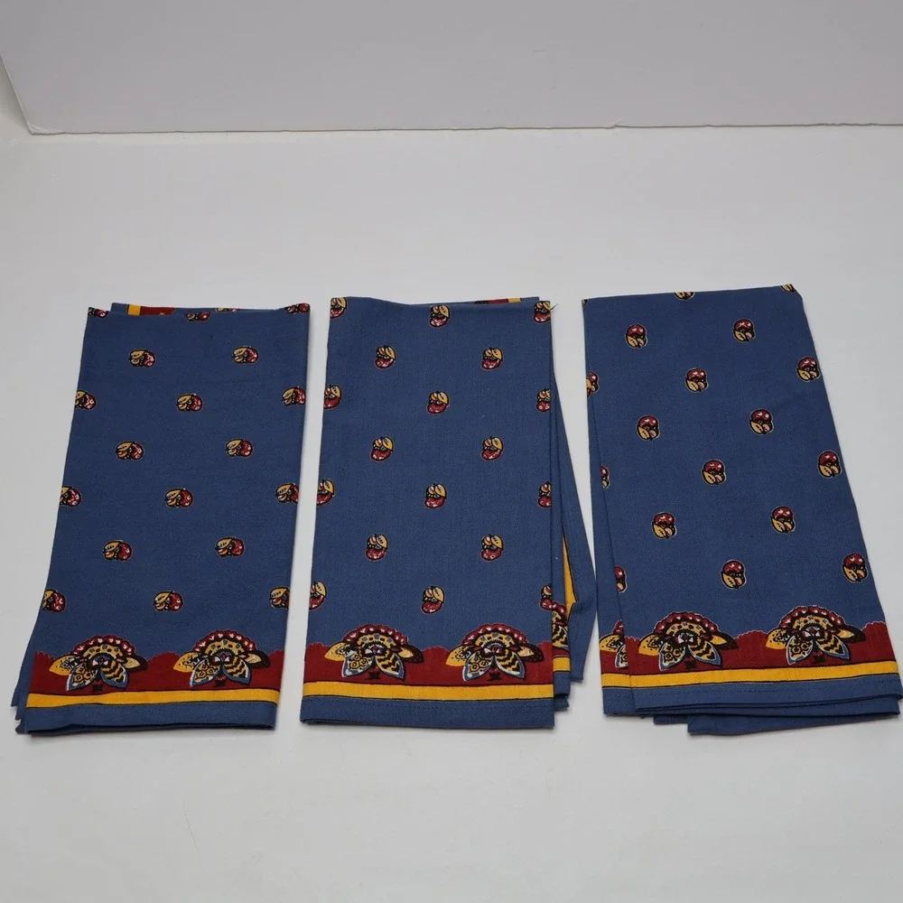 VTG Williams Sonoma Blue Floral Cotton‎ Cloth Napkins 20.5